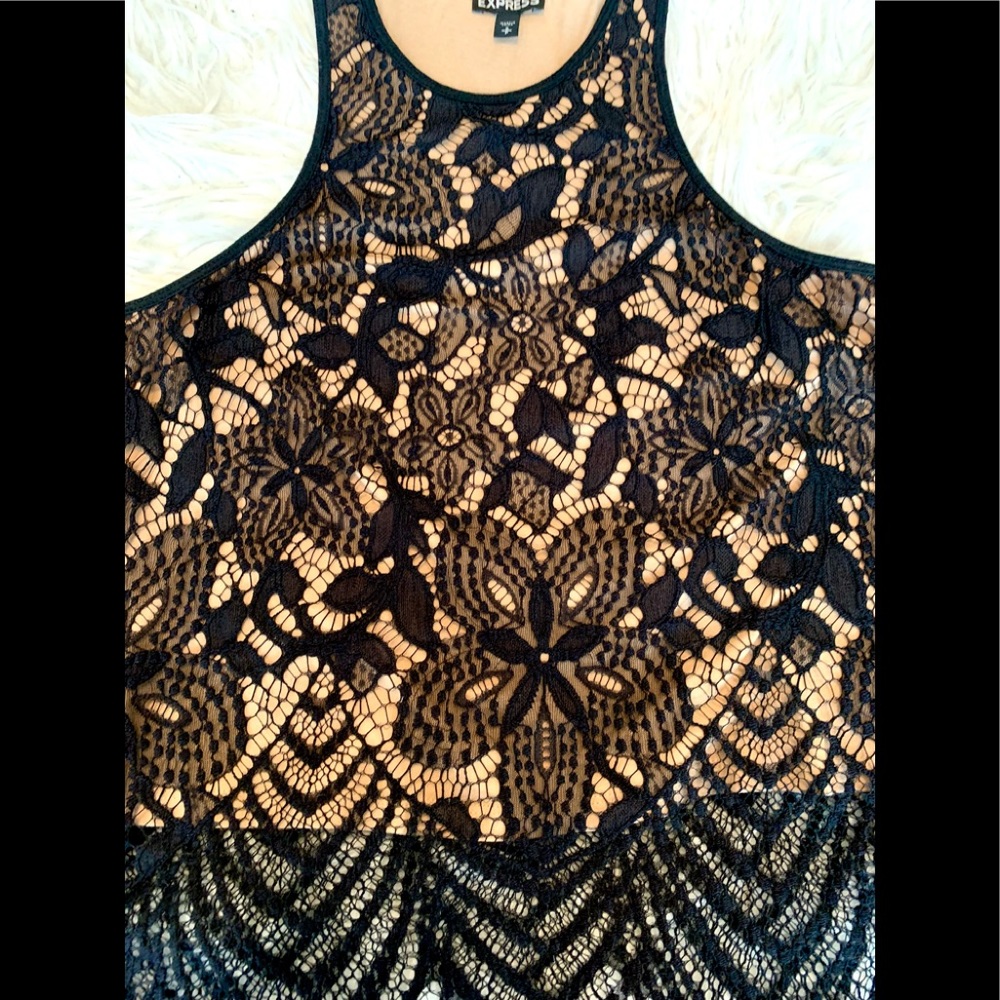 EXPRESS sz S black lace and nude sleeveless top - Picture 4 of 4